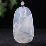 Brazil Natural Ice Seed Chalcedony Agate Guanyin Pendant