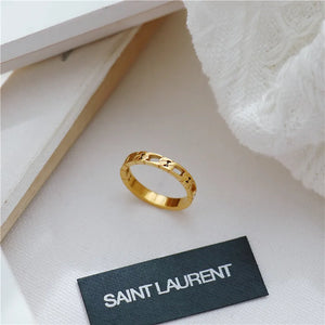 Brazil Retro French Hollow Out Chain Rings Female Titanium Steel
