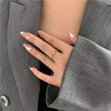Brazil Retro French Hollow Out Chain Rings Female Titanium Steel