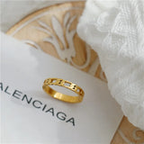 Brazil Retro French Hollow Out Chain Rings Female Titanium Steel