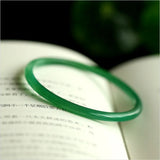 Brazil Natural Green Chalcedony Thin Strip Bracelet Fine Ice Jade CB02