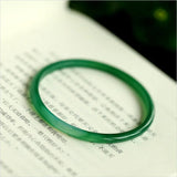 Brazil Natural Green Chalcedony Thin Strip Bracelet Fine Ice Jade CB02