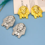 Brazilian Clip Earrings African Dubai 24k Plated Jewelry Pharaoh Pattern