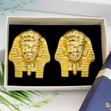 Brazilian Clip Earrings African Dubai 24k Plated Jewelry Pharaoh Pattern