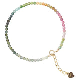 Brazilian Tourmaline Bracelet Multicolor Beaded 14K Plated Jewelry for Women