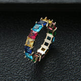Brazilian Wave Rainbow CZ Stack Ring for Women