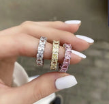 Brazilian Wave Rainbow CZ Stack Ring for Women