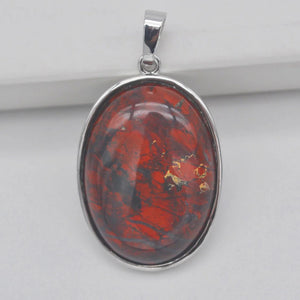 Jasper Stone Bead Oval Pendant Jewelry For Woman Gift