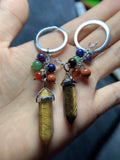 Sterling Silver Keychain Tiger Eye Crystal Accessory