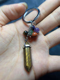 Sterling Silver Keychain Tiger Eye Crystal Accessory