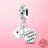 925 Silver Ladybug Lucky Clover Flower Horseshoe Dangle Charm Beads