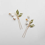Bridal Flower Leaf Hair Pin Clip Pearl Hairpin Wedding Jewelry