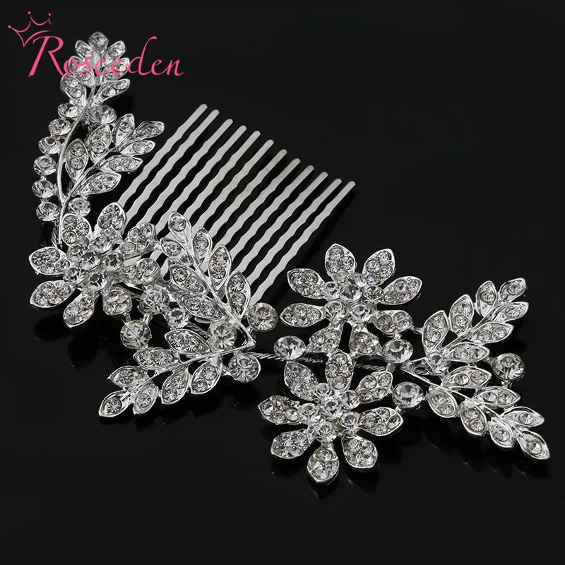 Rhinestone Leaves Wedding Jewelry Bridal Hair Combs