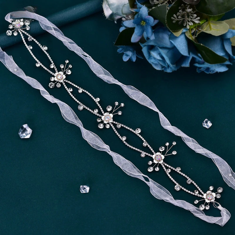 Bohemian Bridal Headband with Rhinestone Hair Accessories