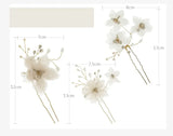Bridal Chiffon Flower Hair Pins Clips Pearls Wedding Hair Jewelry