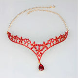Red Crystal Forehead Headband Wedding Party Jewelry Hair Accessories