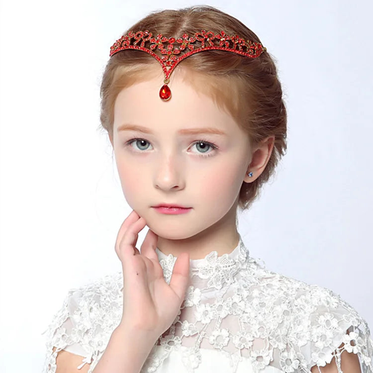 Red Crystal Forehead Headband Wedding Party Jewelry Hair Accessories