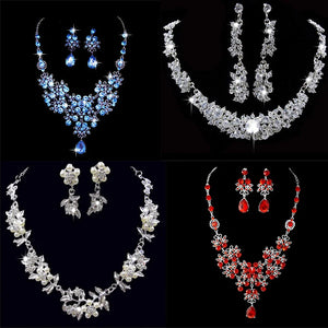 Crystal Rhinestone Bridal Wedding Earrings Necklace