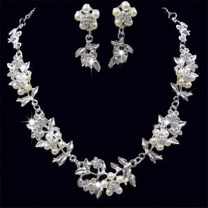 Crystal Rhinestone Bridal Wedding Earrings Necklace