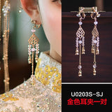 Chinese Style Bridal Earrings Ancientry Ear Studs Wedding Tie Xiuhe Hanfu