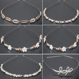Bridal Pearl Rhinestone Headband Flowers Leaves Tiara Wedding Jewelry