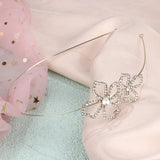 Bridal Pearl Rhinestone Headband Flowers Leaves Tiara Wedding Jewelry