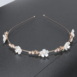 Bridal Pearl Rhinestone Headband Flowers Leaves Tiara Wedding Jewelry