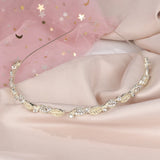 Bridal Pearl Rhinestone Headband Flowers Leaves Tiara Wedding Jewelry