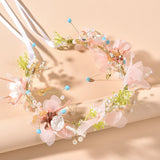 Bridal Flower Crown Floral Headband Pearls Headpiece