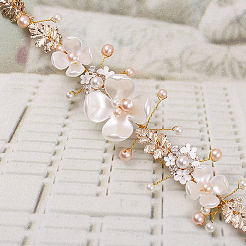 Bridal Headband Faux Pearl Rhinestone Hair Clip Tiara