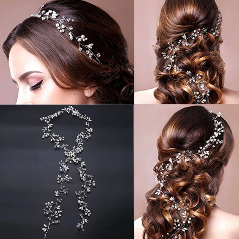 Bridal Flower Headpiece Silver Pearl Crystal Wedding Hair Combs