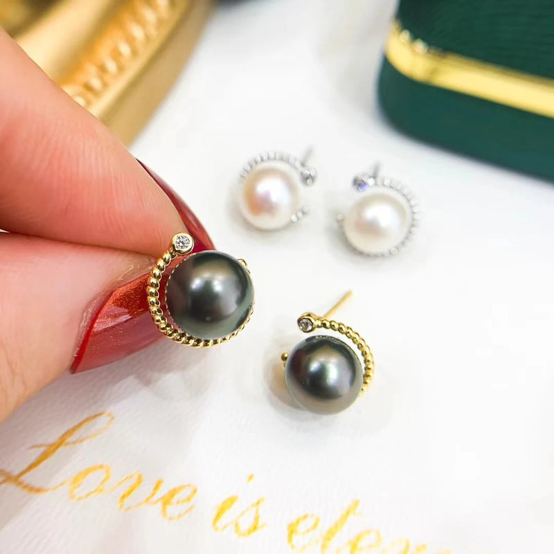 925 Silver Earrings Settings for Pearls Agate Crystal Jade