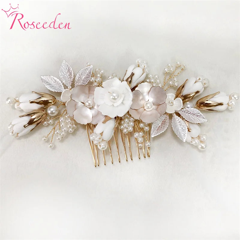 Rhinestone Bridal Hair Comb Flower Bride Headpiece