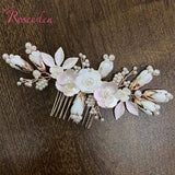 Rhinestone Bridal Hair Comb Flower Bride Headpiece