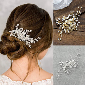 Crystal Rhinestone Pearl Bridal Hair Comb Clip Wedding Hair Jewelry