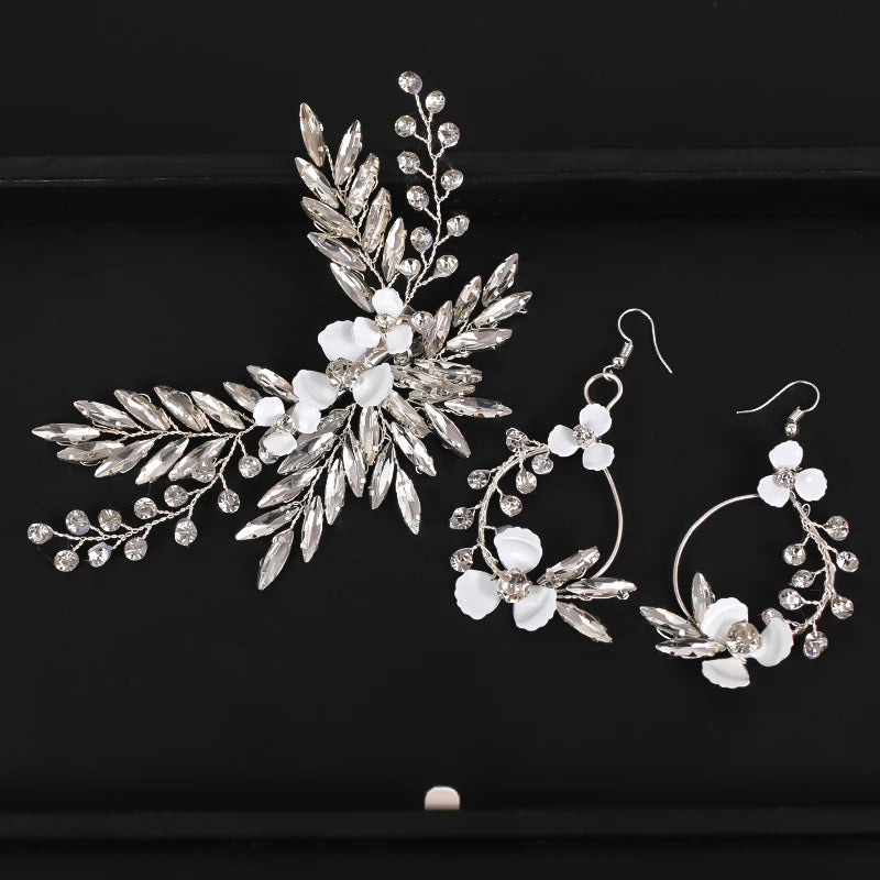 Bridal Rhinestone Flower Hair Comb Clip Wedding Headband