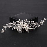 Crystal Wedding Hair Comb Silver Women Pearl Headpiece