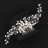 Crystal Wedding Hair Comb Silver Women Pearl Headpiece