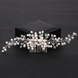 Crystal Wedding Hair Comb Silver Women Pearl Headpiece