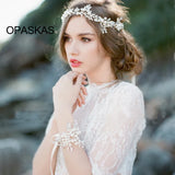 Bridal Hairband Tiaras Pearl Crystal Headband Hair Hoop With Ribbon Jewelry