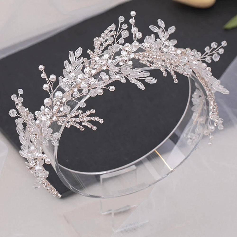 Silver Crystal Bridal Hairband Tiara Wedding Hair Accessory