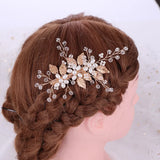 Pearl Leaf Rhinestone Wedding Hairpin