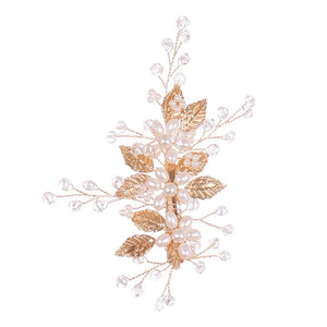 Pearl Leaf Rhinestone Wedding Hairpin