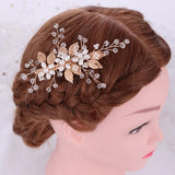Pearl Leaf Rhinestone Wedding Hairpin