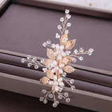 Pearl Leaf Rhinestone Wedding Hairpin