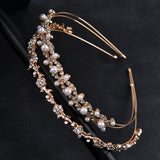 Pearl Rhinestone Bridal Headband with 2 Hair Clips