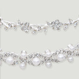 Pearl Rhinestone Bridal Headband with 2 Hair Clips