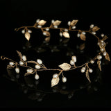 Bridal Headband Pearl Leaf Hairbands Tiara Wedding Hair Accessories