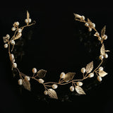 Bridal Headband Pearl Leaf Hairbands Tiara Wedding Hair Accessories
