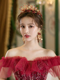 Red Bridal Crown Wedding Hair Accessory